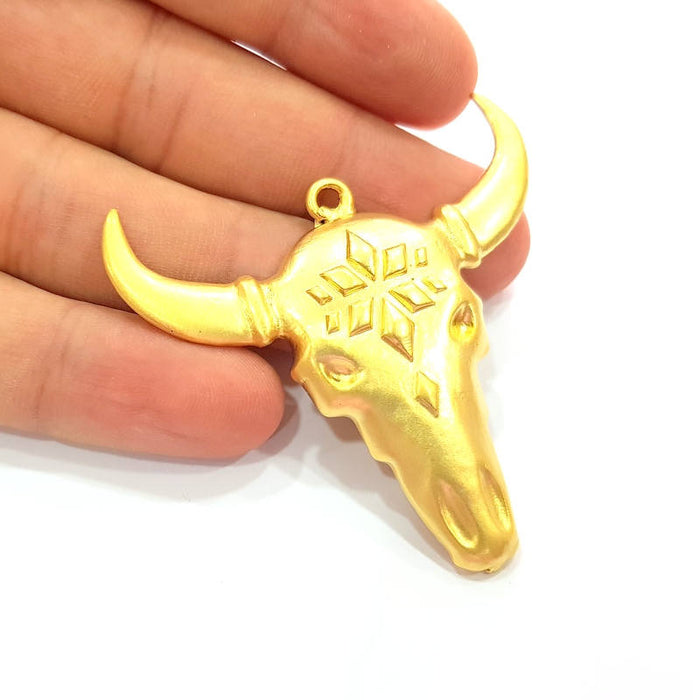 Gold Ox Head Skull Pendant Gold Plated Pendant (57x52mm)  G8749