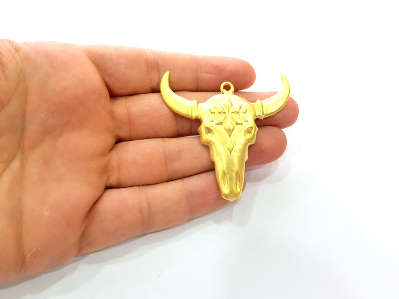 Gold Ox Head Skull Pendant Gold Plated Pendant (57x52mm)  G8749