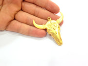Gold Ox Head Skull Pendant Gold Plated Pendant (57x52mm)  G8749