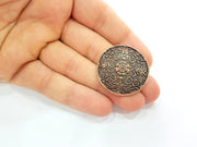 2 Antique Copper Medallion Pendant Antique Copper Plated Pendant (34mm) G8750