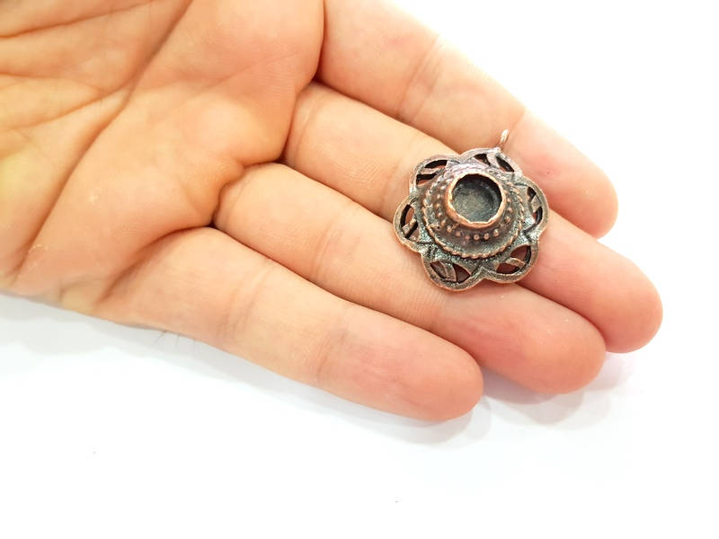 Antique Copper Pendant Blank Mosaic Base Blank inlay Blank Necklace Blank Resin Blank Mountings Antique Copper Plated Brass (27mm) G8758