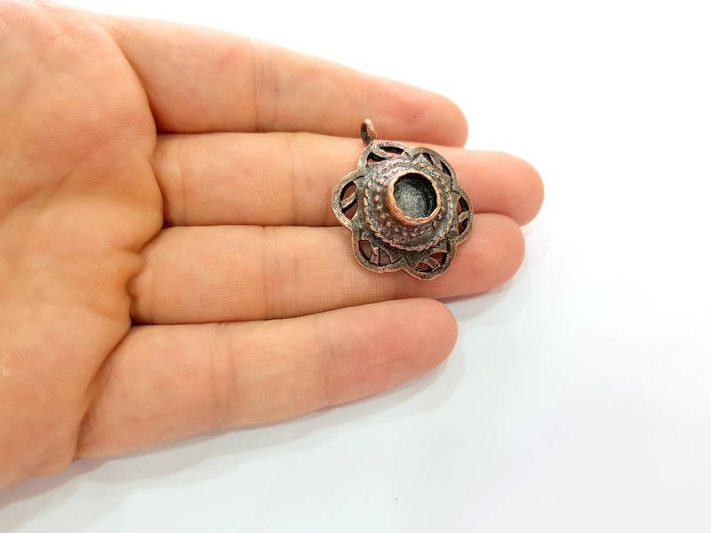 Antique Copper Pendant Blank Mosaic Base Blank inlay Blank Necklace Blank Resin Blank Mountings Antique Copper Plated Brass (27mm) G8758