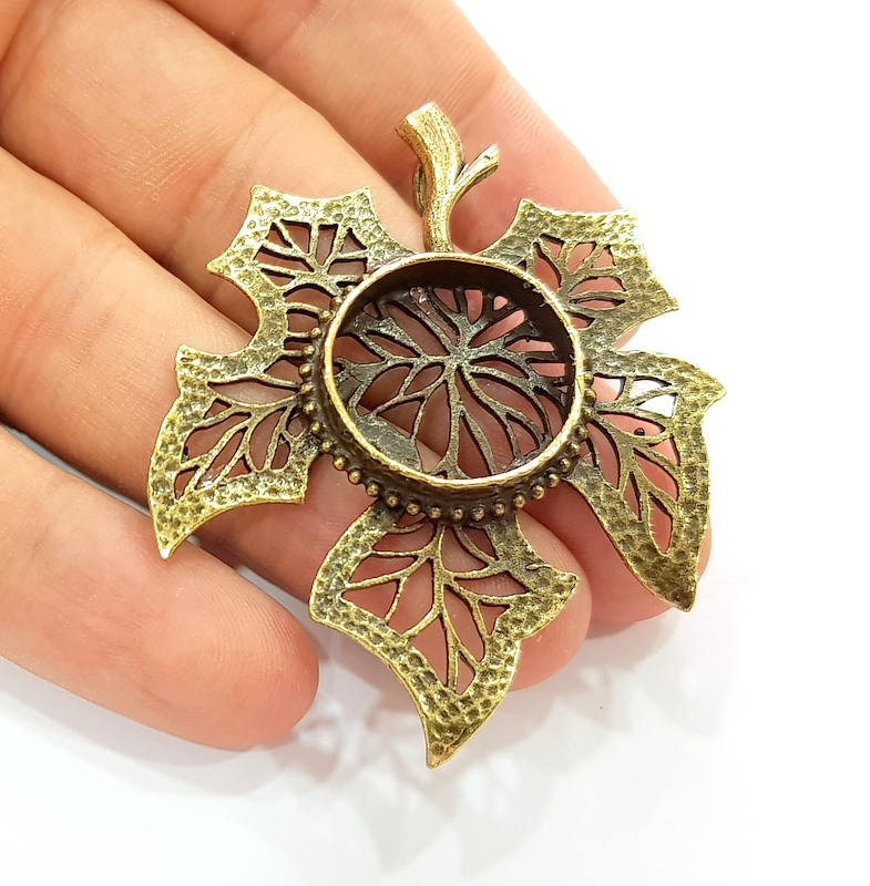Antique Bronze Pendant Blank inlay Blank Mosaic Blank Resin Blank Bezel Base Setting Mountings Antique Bronze Plated Brass ( 62x50mm ) G8762