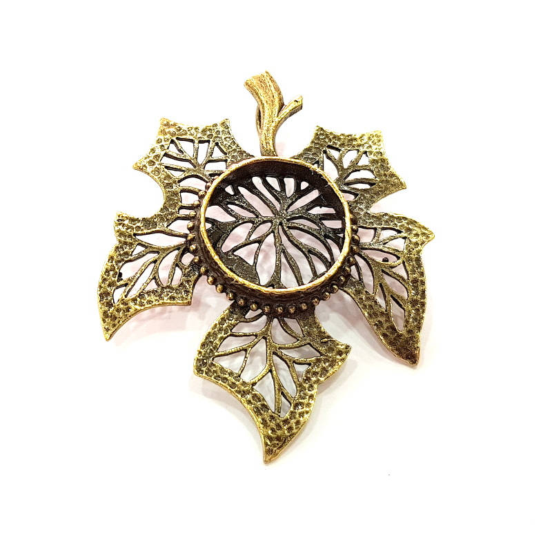 Antique Bronze Pendant Blank inlay Blank Mosaic Blank Resin Blank Bezel Base Setting Mountings Antique Bronze Plated Brass ( 62x50mm ) G8762