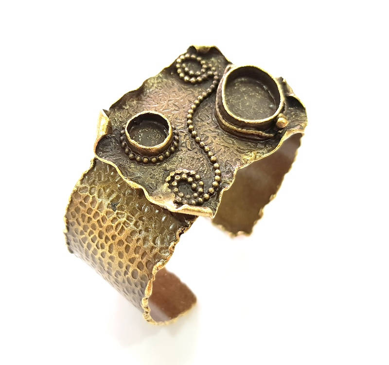 Hammered Bracelet Blanks Bangle Blanks Cuff Blanks Adjustable Bracelet Blank Antique Bronze Plated Brass (18x13mm and 10mm Blanks) G8769