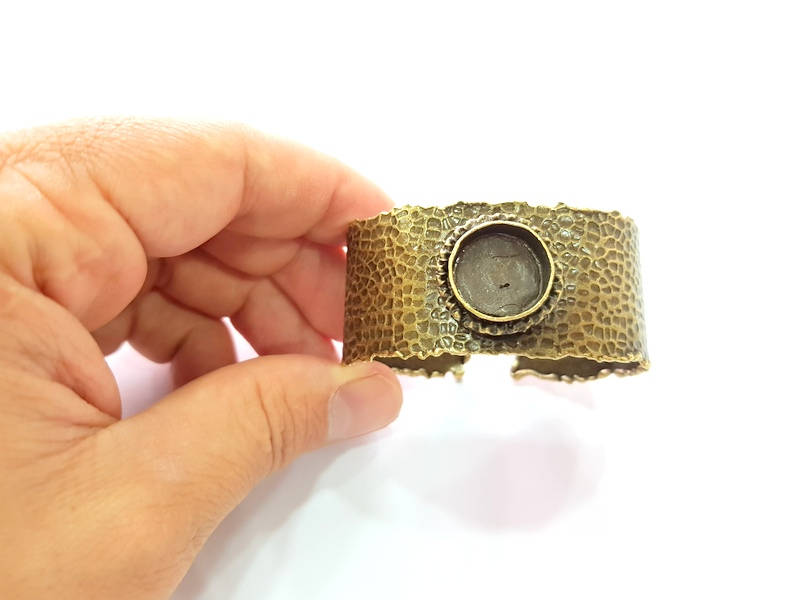 Hammered Bracelet Blanks Bangle Blanks Cuff Blanks Adjustable Bracelet Blank Antique Bronze Plated Brass (16mm Blanks) G8775