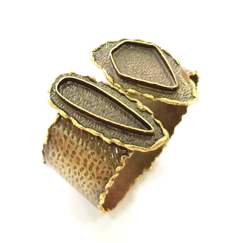 Hammered Bracelet Blanks Bangle Blanks Cuff Blanks Adjustable Bracelet Blank Antique Bronze Plated Brass (27x19mm and 38x10mm Blanks) G8779