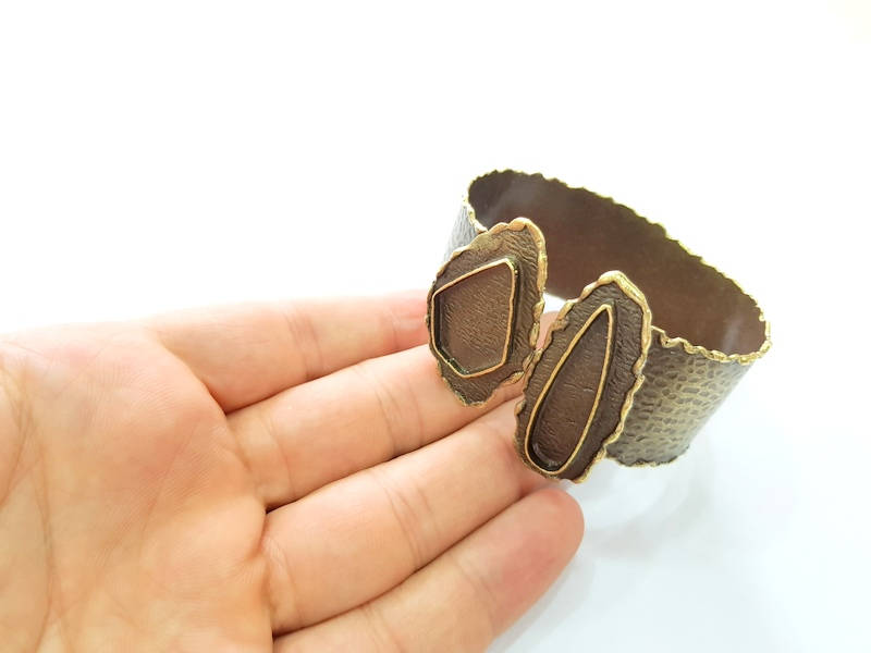 Hammered Bracelet Blanks Bangle Blanks Cuff Blanks Adjustable Bracelet Blank Antique Bronze Plated Brass (27x19mm and 38x10mm Blanks) G8779