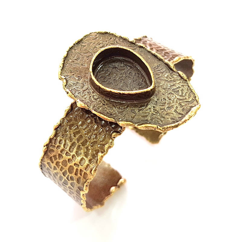 Hammered Bracelet Blanks Bangle Blanks Cuff Blanks Adjustable Bracelet Blank Antique Bronze Plated Brass (20x15mm Blanks) G8781