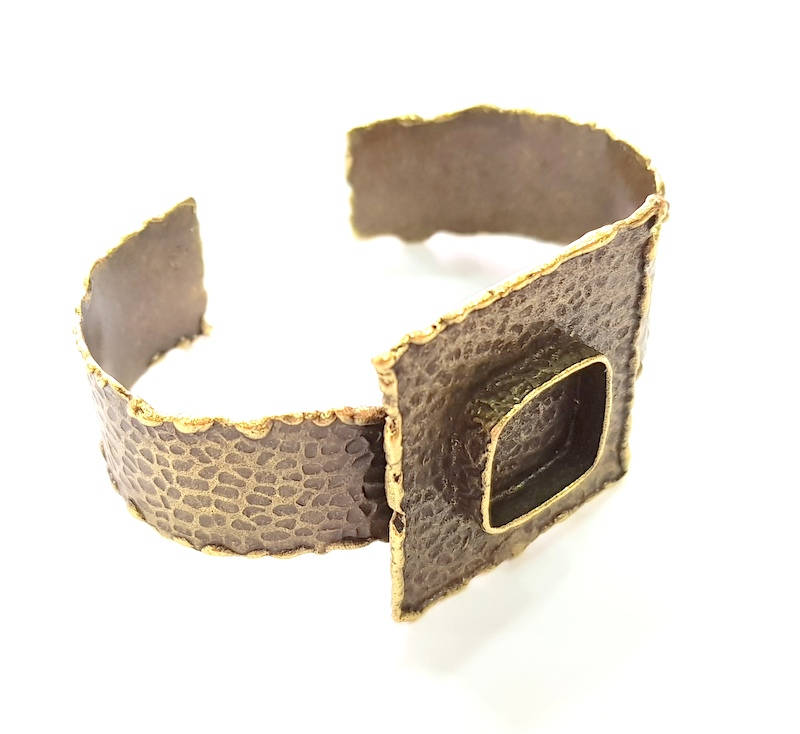 Hammered Bracelet Blanks Bangle Blanks Cuff Blanks Adjustable Bracelet Blank Antique Bronze Plated Brass (16x16mm Blanks) G8782