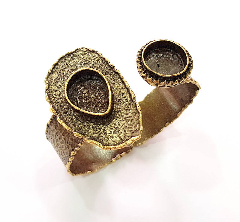 Hammered Bracelet Blanks Bangle Blanks Cuff Blanks Adjustable Bracelet Blank Antique Bronze Plated Brass (16mm and 20x15mm Blanks) G8783