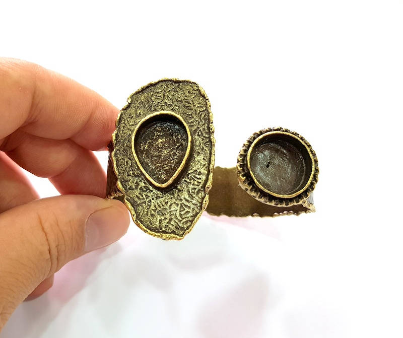 Hammered Bracelet Blanks Bangle Blanks Cuff Blanks Adjustable Bracelet Blank Antique Bronze Plated Brass (16mm and 20x15mm Blanks) G8783