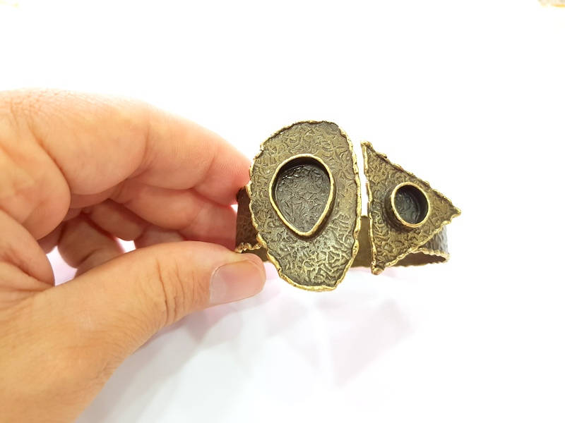 Hammered Bracelet Blanks Bangle Blanks Cuff Blanks Adjustable Bracelet Blank Antique Bronze Plated Brass (10mm and 20x15mm Blanks) G8784