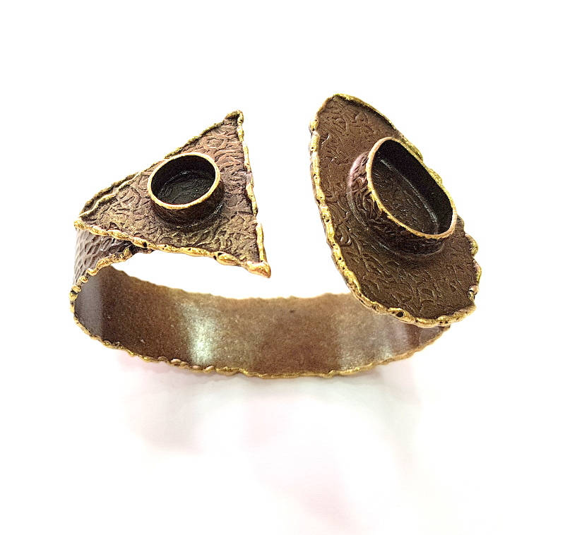 Hammered Bracelet Blanks Bangle Blanks Cuff Blanks Adjustable Bracelet Blank Antique Bronze Plated Brass (10mm and 20x15mm Blanks) G8784