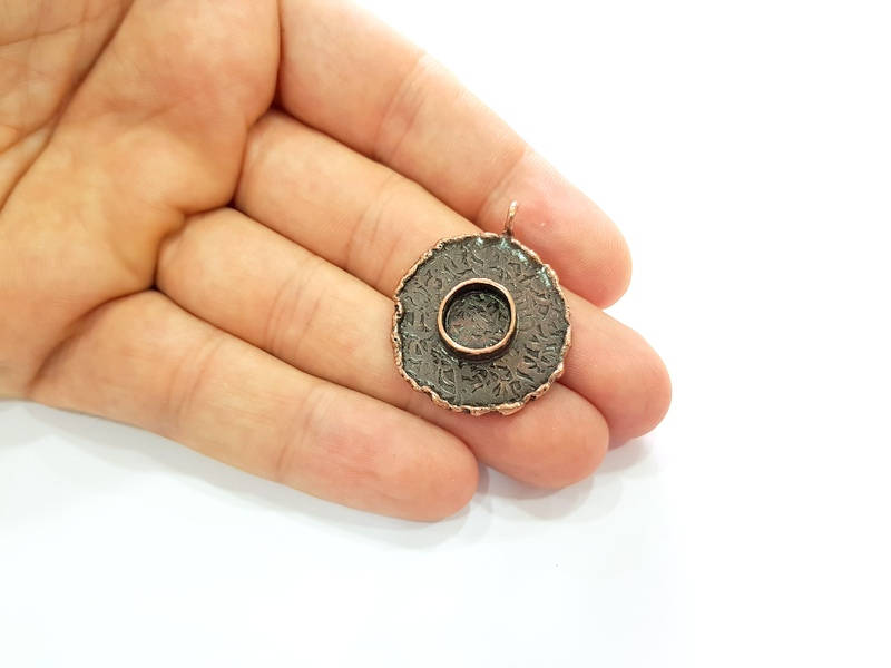 Antique Copper Pendant Blank Mosaic Base Blank inlay Blank Necklace Blank Resin Blank Mountings Antique Copper Plated Brass (29mm) G8792