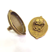 Antique Bronze Ring Blank inlay Ring Blank Mosaic Bezel Base Settings Cabochon Mountings (40x30mm blank ) Antique Bronze Plated Brass G8802
