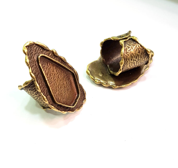 Antique Bronze Ring Blank inlay Ring Blank Mosaic Bezel Base Settings Cabochon Mountings (26x17mm Blank ) Antique Bronze Plated Brass G15085