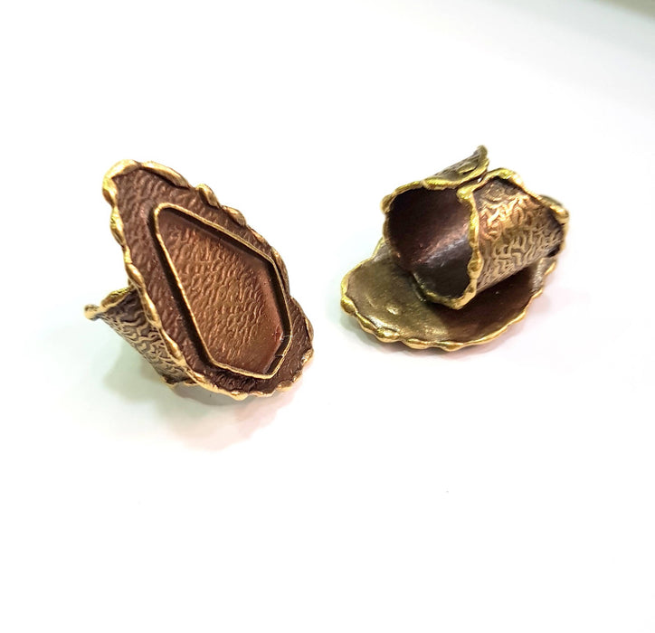 Antique Bronze Ring Blank inlay Ring Blank Mosaic Bezel Base Settings Cabochon Mountings (26x17mm Blank ) Antique Bronze Plated Brass G15085