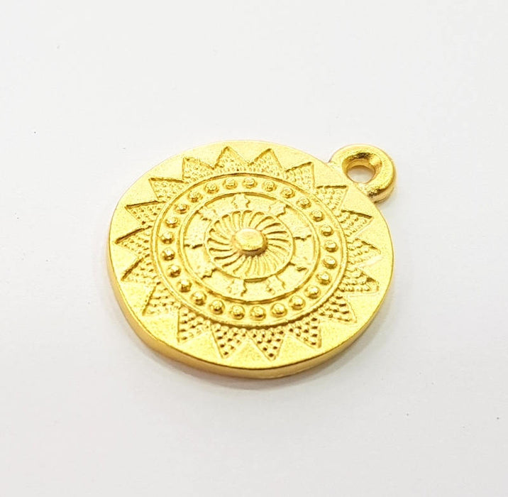 2 Gold Charm Ethnic Charm Tribal Charms Gold Plated Charms  (21mm)  G8305