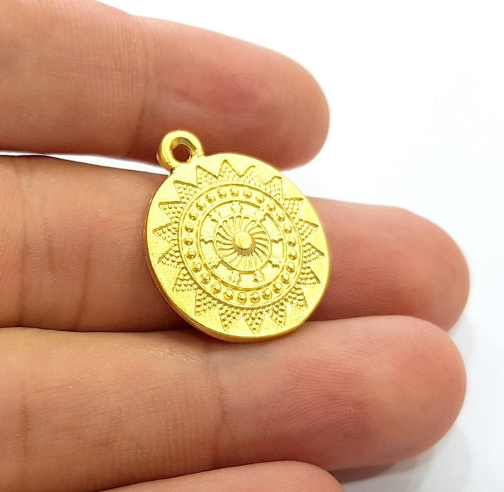 2 Gold Charm Ethnic Charm Tribal Charms Gold Plated Charms  (21mm)  G8305