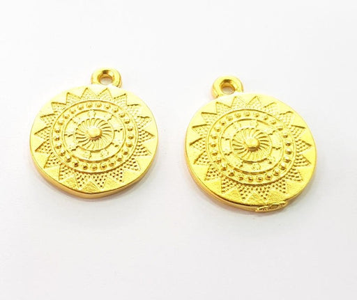 2 Gold Charm Ethnic Charm Tribal Charms Gold Plated Charms  (21mm)  G8305