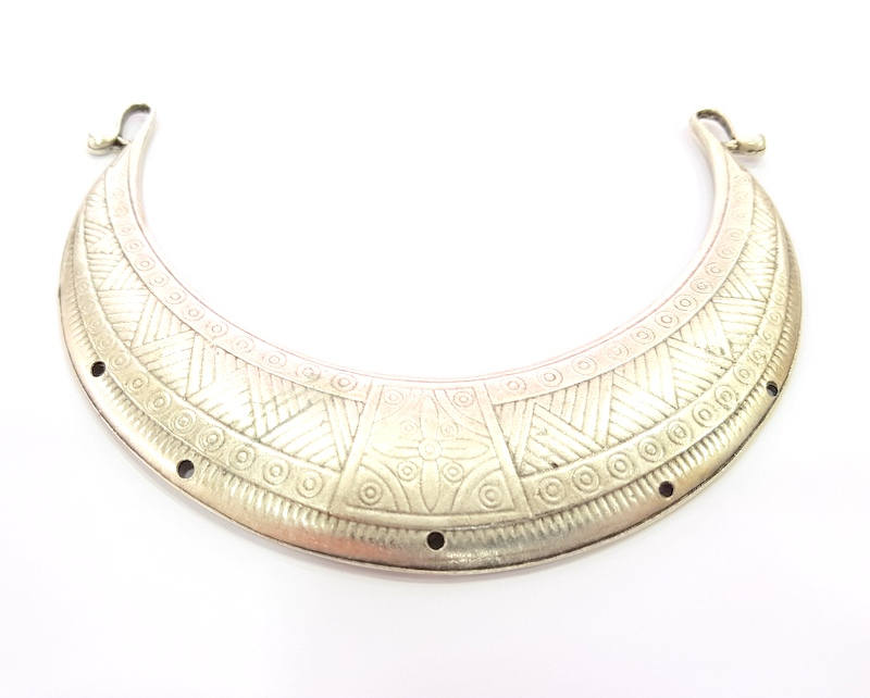 Large Pendant Antique Silver Plated Pendant Collar Pendant  (145x32mm)  G8306