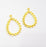 4 Gold Drop Charm Gold Plated Charms  (35x23mm)  G8807