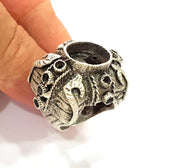 Silver Ring Blank Base Bezel Settings Cabochon Base Mountings Adjustable (15x12mm and 3mm Blank) , Antique Silver Plated Brass G8318