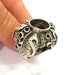 Silver Ring Blank Base Bezel Settings Cabochon Base Mountings Adjustable (15x12mm and 3mm Blank) , Antique Silver Plated Brass G8318