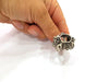 Silver Ring Blank Base Bezel Settings Cabochon Base Mountings Adjustable (15x12mm and 3mm Blank) , Antique Silver Plated Brass G8318