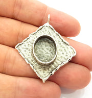 Silver Pendant Blank Bezel Base Setting Necklace Blank Resin Blank Mountings Antique Silver Plated Brass ( 40x40mm )  G8326