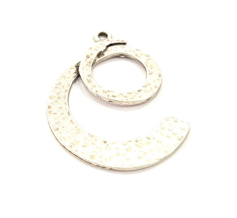 2 Silver Pendant Antique Silver Plated Pendant (47x36mm) G8809