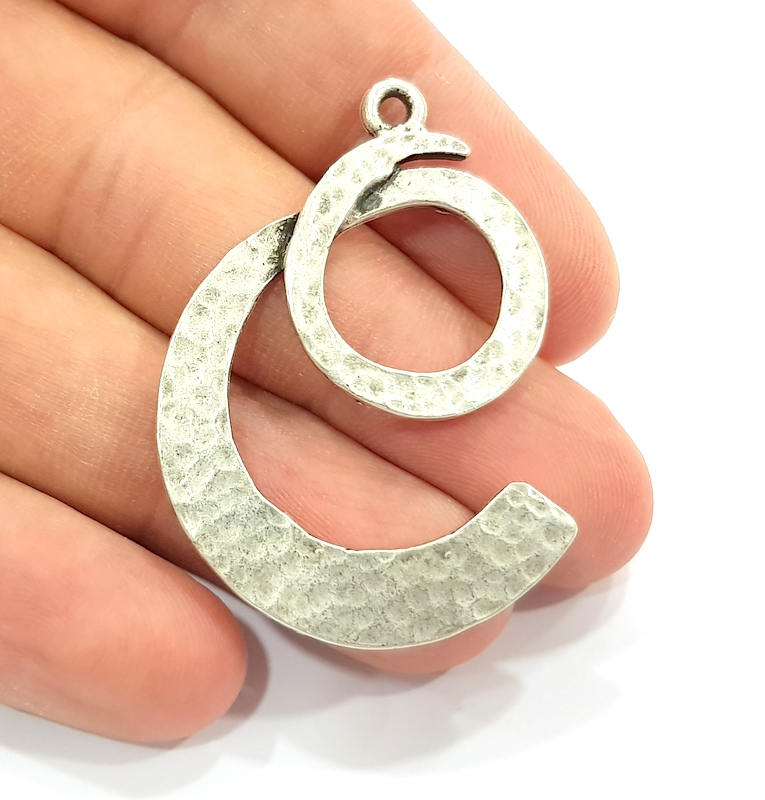 2 Silver Pendant Antique Silver Plated Pendant (47x36mm) G8809