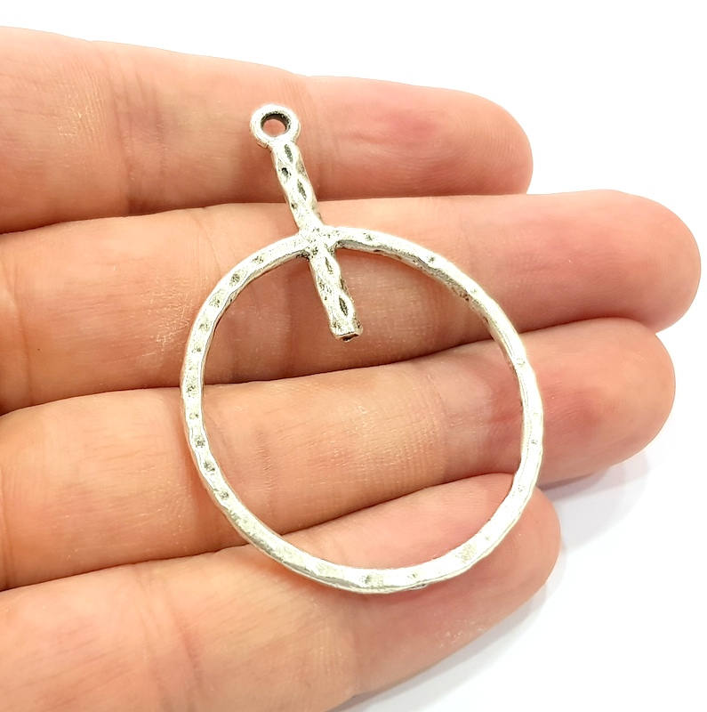 2 Silver Pendant Antique Silver Plated Pendant (53x37mm) G14439