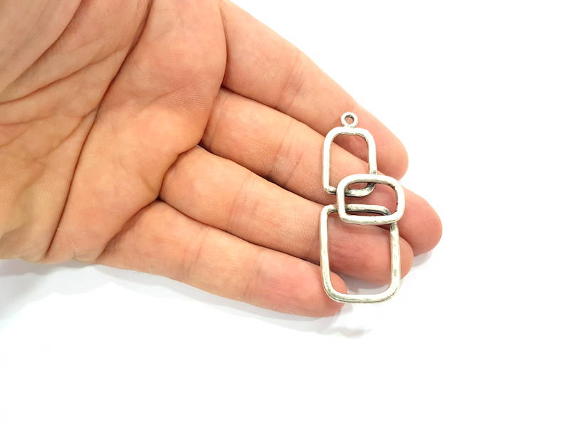 2 Silver Pendant Antique Silver Plated Pendant (53x17mm) G8817