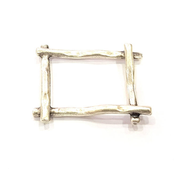 5 Square Charms Antique Silver Charms  (27x20mm) G8818