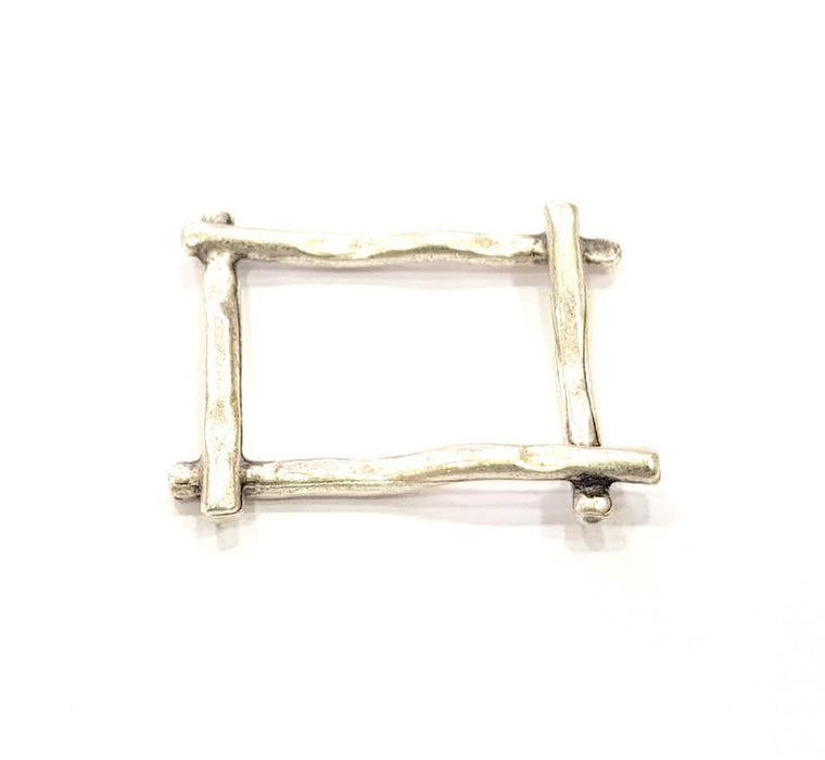 5 Square Charms Antique Silver Charms  (27x20mm) G8818