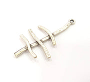 2 Silver Pendant Antique Silver Plated Pendant (57x28mm) G8819