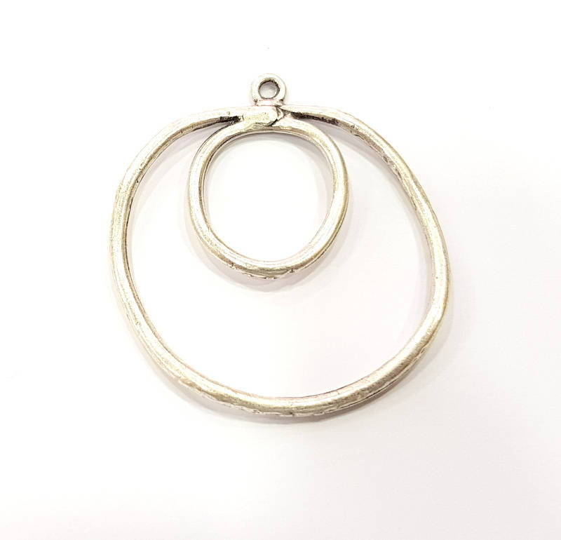 2 Silver Pendant Antique Silver Plated Pendant (49x42mm) G8820