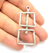 2 Silver Pendant Antique Silver Plated Pendant (55x25mm) G14444