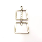 2 Silver Pendant Antique Silver Plated Pendant (55x25mm) G14444
