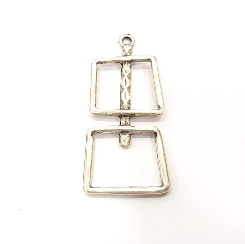 2 Silver Pendant Antique Silver Plated Pendant (55x25mm) G14444