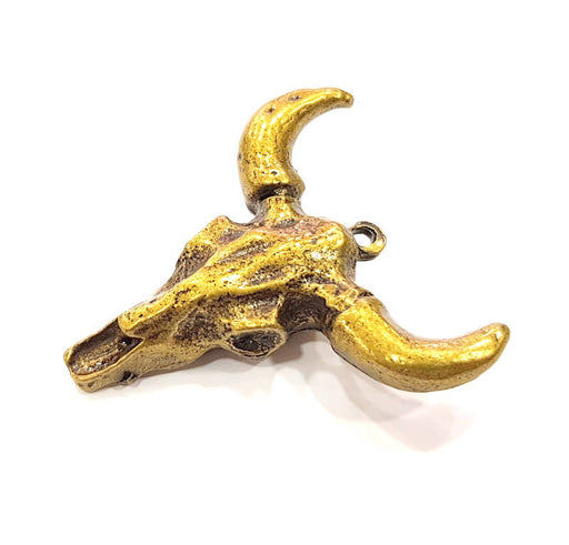 Ox Head Skull Pendant Antique Bronze Plated Pendant (44x42mm) G8827