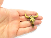 Ox Head Skull Pendant Antique Bronze Plated Pendant (44x42mm) G8827