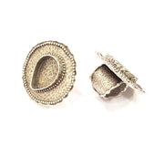 Silver Ring Blank Base Bezel Settings Cabochon Base Mountings Adjustable (25x18mm Blank) Antique Silver Plated Brass G8833