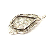 Silver Pendant Blank Mosaic Base Blank inlay Blank Necklace Blank Resin Blank Mountings Antique Silver Plated Brass ( 47x25mm )  G8836
