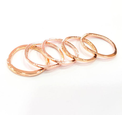 5 Rose Gold Circle Charms Rose Gold Plated Connectors (22 mm)  G8839