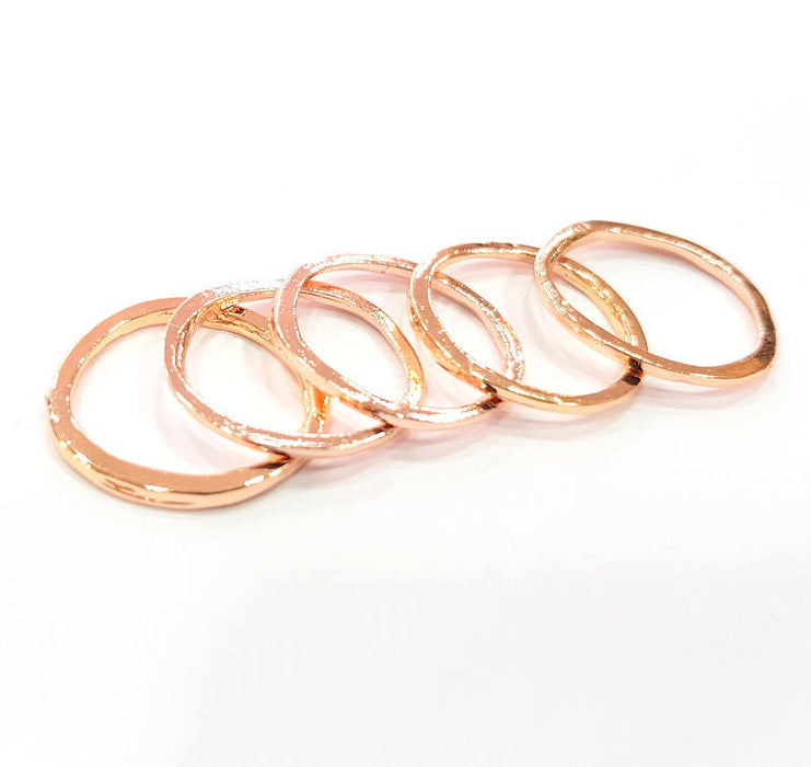 5 Rose Gold Circle Charms Rose Gold Plated Connectors (22 mm)  G8839