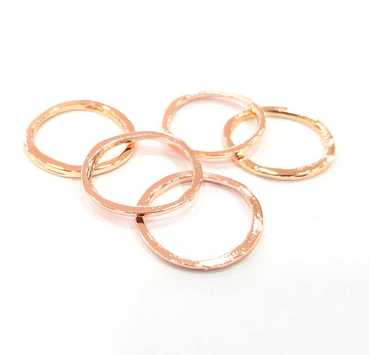 5 Rose Gold Circle Charms Rose Gold Plated Connectors (22 mm)  G8839