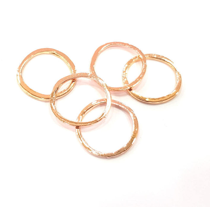 5 Rose Gold Circle Charms Rose Gold Plated Connectors (22 mm)  G8839